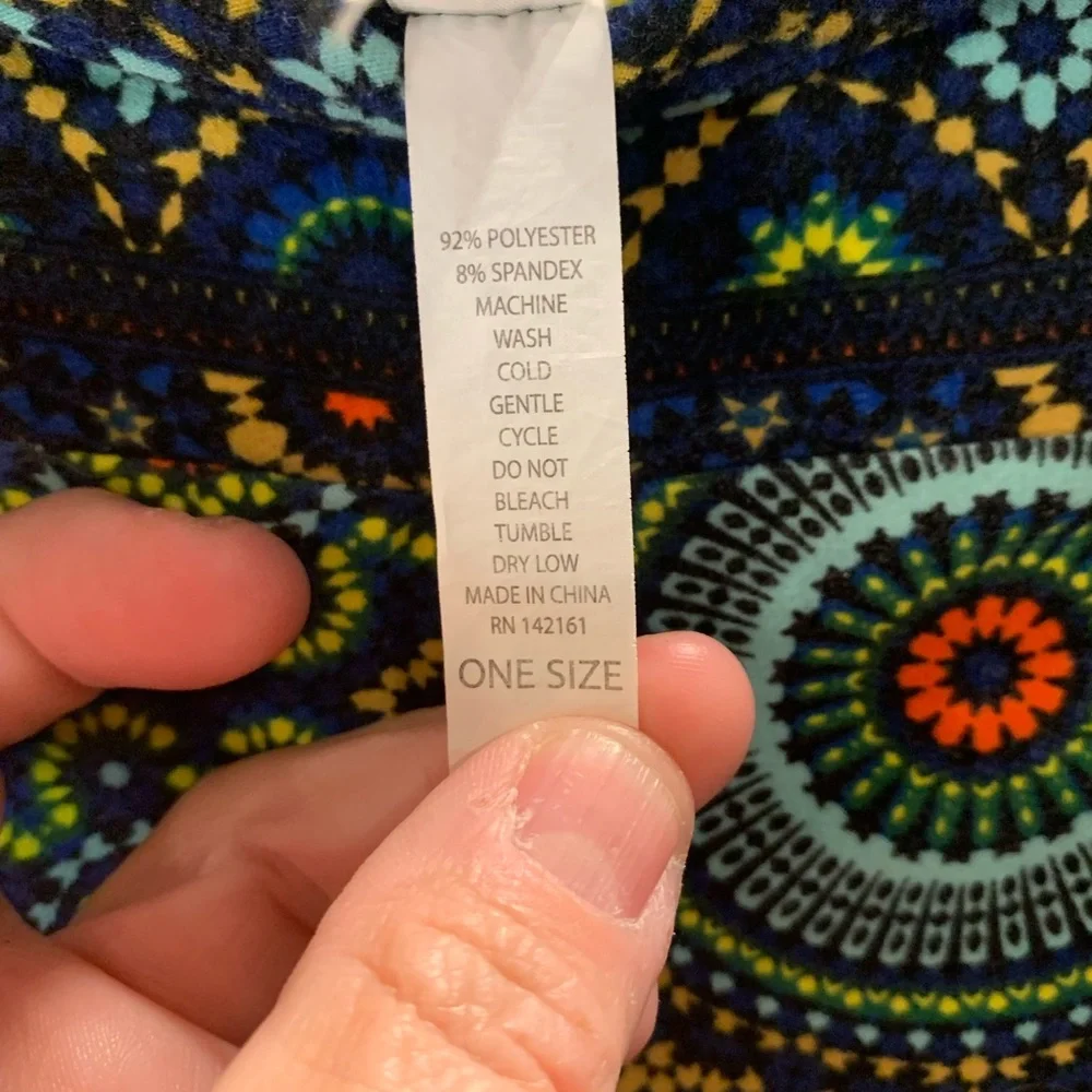 LuLaRoe Blue and Green Geometric Leggings - Picture 5 of 5